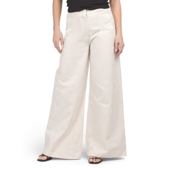 TORN BY RONNY KOBO Ivory Bernard Wide Leg Pants